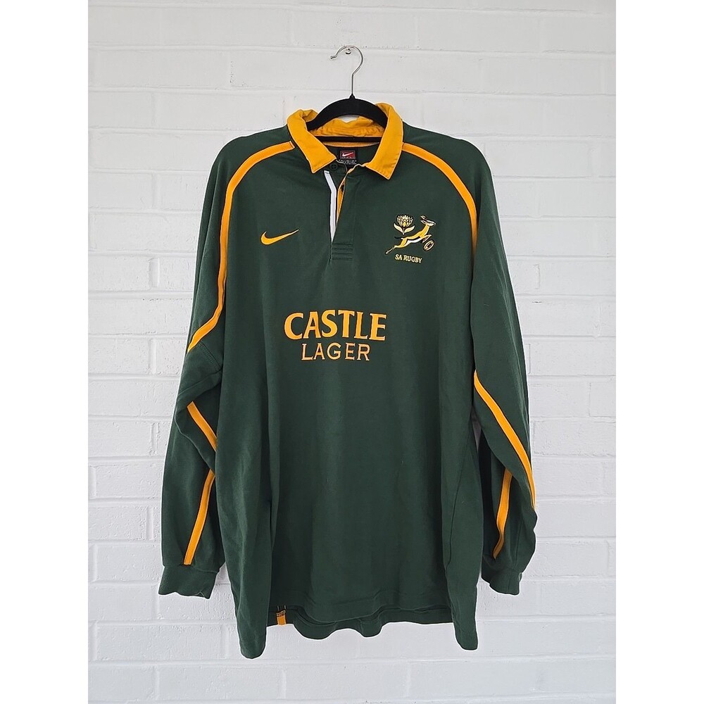 Nike South Africa Springboks Rugby Polo Jersey Men's Size XL Long Sleeve